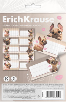 Наклейки на тетрадь ErichKrause Frenchie, 3 листа, в пакете с европодвесом