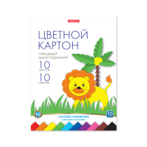 Цветной картон глянцевый на клею ErichKrause, А4, 10 листов, 10 цветов, игрушка-набор для детского творчества