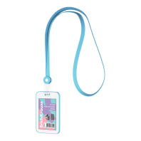 Бейдж вертикальный в комплекте с силиконовой лентой ErichKrause Pastel книжка, размер вставки 54х85 мм, голубой (в пакете)