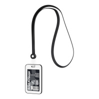 Бейдж вертикальный в комплекте с силиконовой лентой ErichKrause книжка, размер вставки 54х85 мм, черный (в пакете)