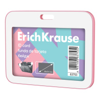 Бейдж горизонтальный ErichKrause Pastel, книжка, размер вставки 85х54 мм, розовый (в пакете)