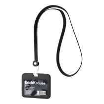 Бейдж горизонтальный в комплекте с силиконовой лентой ErichKrause силиконовый, размер вставки 85х54 мм, черный (в пакете)