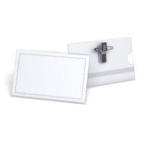 Бейдж горизонтальный ErichKrause пластиковый с металлическим зажимом и булавкой, 90х57мм  (в коробке по 50 шт.)