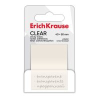 Блок самоклеящийся пластиковый ErichKrause Clear, 40х50 мм, 50 листов, прозрачный Блок самоклеящийся пластиковый ErichKrause Clear, 40х50 мм, 50 листов, прозрачный