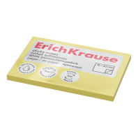 Блок самоклеящийся бумажный ErichKrause 75х50 мм, 100 листов, желтый