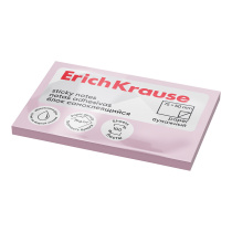 Блок самоклеящийся бумажный ErichKrause 75х50 мм, 100 листов, розовый