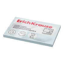 Блок самоклеящийся бумажный ErichKrause 75х50 мм, 100 листов, голубой