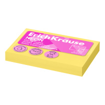 Блок самоклеящийся бумажный ErichKrause Neon, 75х50 мм, 100 листов, желтый
