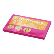 Блок самоклеящийся бумажный ErichKrause Neon, 75х50 мм, 100 листов, розовый