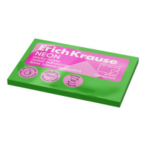 Блок самоклеящийся бумажный ErichKrause Neon, 75х50 мм, 100 листов, зеленый