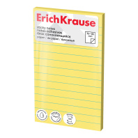 Блок самоклеящийся бумажный ErichKrause 75х125 мм, 100 листов, желтый