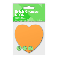 Блок самоклеящийся бумажный ErichKrause Heart Neon, 50 листов, оранжевый