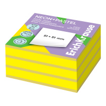 Блок самоклеящийся бумажный ErichKrause Neon+Pastel, 51х51 мм, 250 листов, 2 цвета