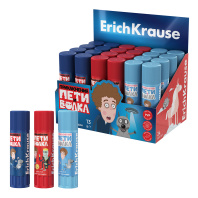 Клей-карандаш ErichKrause EasyStick Приключения Пети и Волка, 13г, ассорти (в коробке-дисплее по 24 шт.)