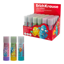 Клей-карандаш ErichKrause EasyStick Jolly Friends, 15г, цветной (в коробке-дисплее по 24 шт.)