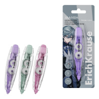 Корректирующая лента ErichKrause Spin Manga, с автоматической фиксацией аппликатора, 5мм х 6м, ассорти (в блистере по 1 шт.)