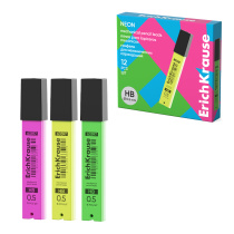 Грифели ErichKrause Neon для механических карандашей 0.5 мм, HB (в футляре по 15 шт.)