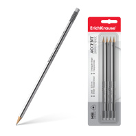 Чернографитный трехгранный карандаш с ластиком ErichKrause® Accent HB (в блистер по 4 шт.)