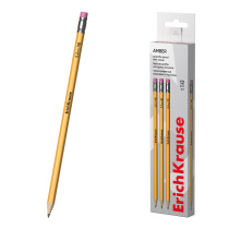 Чернографитный карандаш ErichKrause Amber, шестигранный , с ластиком, HB (в коробке по 12 шт.)
