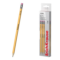 Чернографитный карандаш ErichKrause Amber, шестигранный , с ластиком, HB (в коробке по 12 шт.)