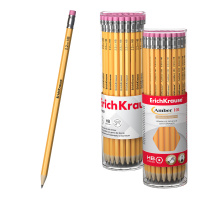 Чернографитный карандаш ErichKrause Amber, шестигранный , с ластиком, HB (в тубусе по 42 шт.)