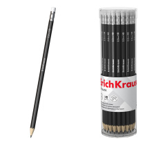 Чернографитный карандаш ErichKrause Jet Black, шестигранный , с ластиком, HB (в тубусе по 42 шт.)
