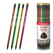 Чернографитный карандаш ErichKrause VIVO, трехгранный, с ластиком, HB (в тубусе по 42 шт.)