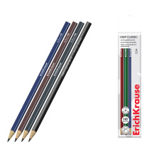Набор из 4 чернографитных карандашей ErichKrause Deep Classic triangular, трехгранных, HB (в пакете)