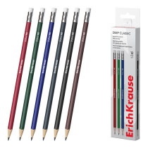 Чернографитный карандаш ErichKrause Deep Classic triangular, трехгранный, с ластиком, HB (в коробке по 12 шт.)