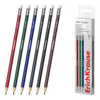 Чернографитный карандаш ErichKrause Deep Classic triangular, трехгранный, с ластиком, HB (в коробке по 12 шт.)