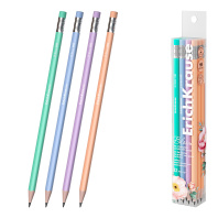 Набор из 12 чернографитных карандашей ErichKrause Pastel Bloom, трехгранных , с ластиком, HB (в пэт-боксе)