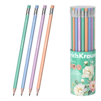Чернографитный карандаш ErichKrause Pastel Bloom, трехгранный , с ластиком, HB (в тубусе по 42 шт.)