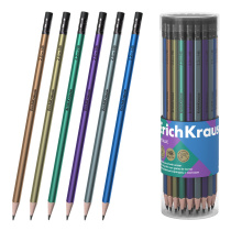 Чернографитный карандаш ErichKrause Metallic, трехгранный , с ластиком, HB (в тубусе по 42 шт.)