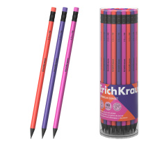 Чернографитный карандаш ErichKrause Caribbean Sunset, круглый, с ластиком, HB (в тубусе по 42 шт.)