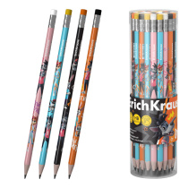 Чернографитный карандаш ErichKrause Ну, Погоди! Каникулы, трехгранный, с ластиком, HB (в тубусе по 42 шт.)