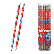 Чернографитный карандаш ErichKrause Jolly Friends, трехгранный, с ластиком, HB (в тубусе по 42 шт.)