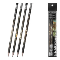 Набор из 4 чернографитных карандашей ErichKrause Big City Cats, трехгранных, с ластиком, НВ (в пакете)