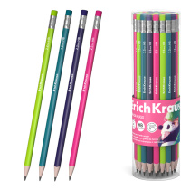 Чернографитный карандаш ErichKrause Panda Hugs, круглый, с ластиком, НВ (в тубусе по 42 шт.)