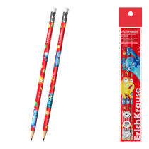 Набор из 4 чернографитных карандашей ErichKrause Jolly Friends, трехгранных, с ластиком, HB (в пакете)