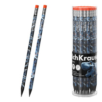 Чернографитный карандаш ErichKrause Techno Dino, трехгранный, с ластиком, HB (в тубусе по 42 шт.)
