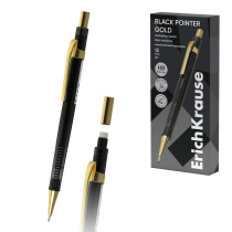 Карандаш механический ErichKrause Black Pointer Gold 0.5 мм, НВ (в коробке по 12 шт.)