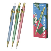 Карандаш механический ErichKrause Paint Pointer Gold 0.5 мм, с ластиком, НВ (в коробке по 12 шт.)