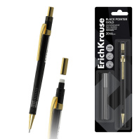 Набор из 1 механического карандаша ErichKrause Black Pointer Gold и 20 грифелей 0.5 мм, HB (в блистере)
