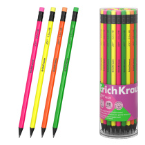 Чернографитный карандаш пластиковый ErichKrause JOY® Neon, круглый, с ластиком, HB (в тубусе по 42 шт.)