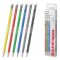 Чернографитный карандаш пластиковый ErichKrause Classic triangle, трехгранный, с ластиком, HB (в коробке по 12 шт.)