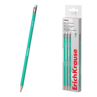 Чернографитный карандаш пластиковый ErichKrause Prime, шестигранный, с ластиком, HB (в коробке по 12 шт.)