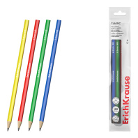 Набор из 4 чернографитных карандашей пластиковых ErichKrause Classic triangle, трехгранных, HB (в пакете)