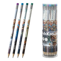 Чернографитный карандаш пластиковый ErichKrause Magic Pet, круглый, с ластиком, НВ (в тубусе по 42 шт.)