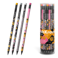 Чернографитный карандаш пластиковый ErichKrause Positive Vibe, круглый, с ластиком, НВ (в тубусе по 42 шт.)