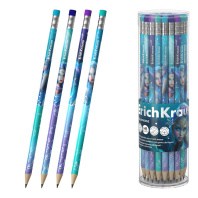 Чернографитный карандаш пластиковый ErichKrause Aquamarine, круглый, с ластиком, НВ (в тубусе по 42 шт.)